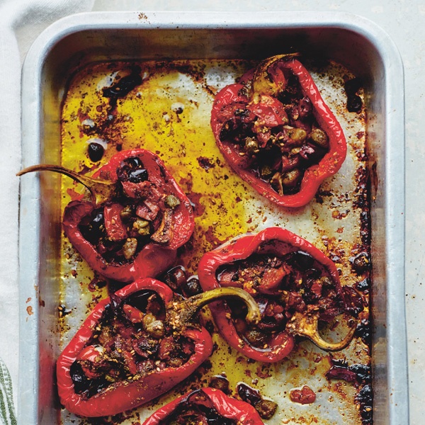 Image of Yasmin Khan's Roast Red Peppers with Olives and Capers