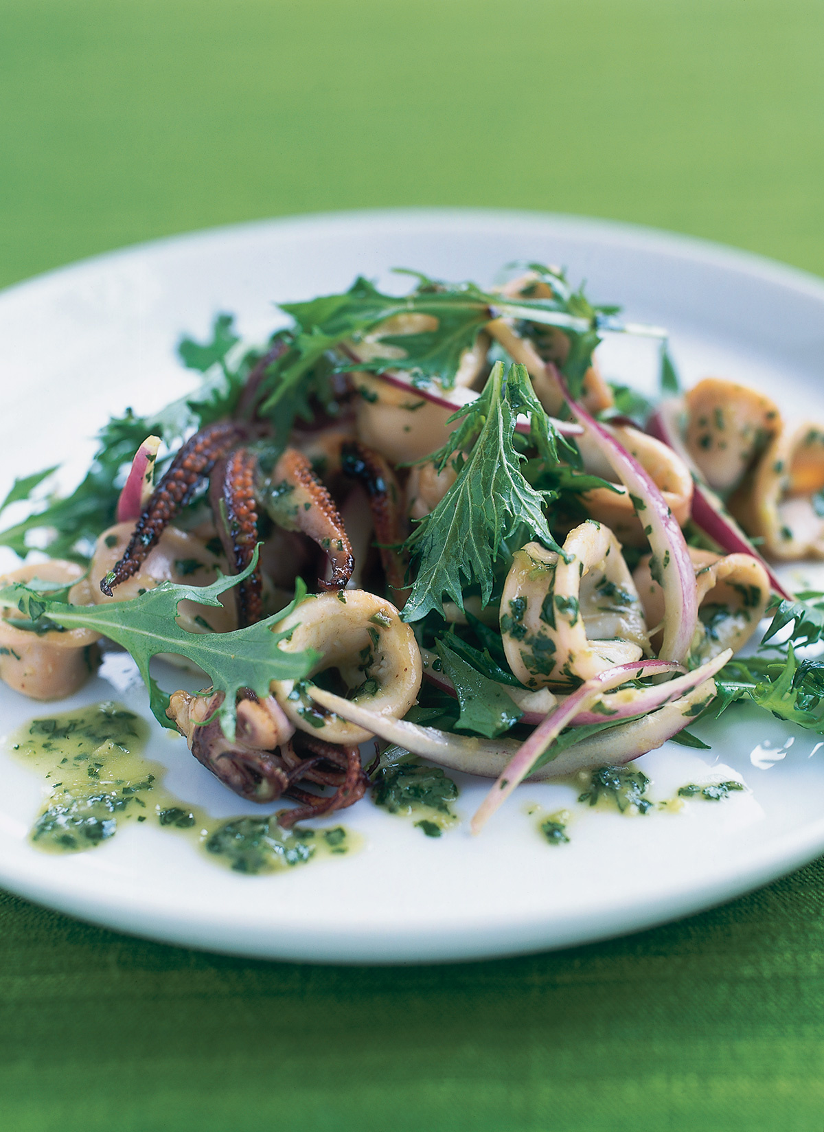 Squid Salad With Lime, Coriander, Mint and Mizuna