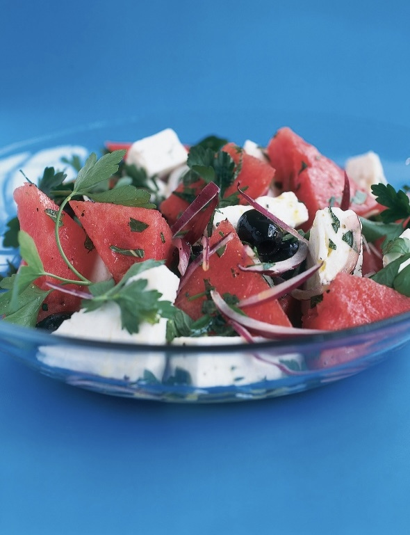 Watermelon, Feta and Black Olive Salad