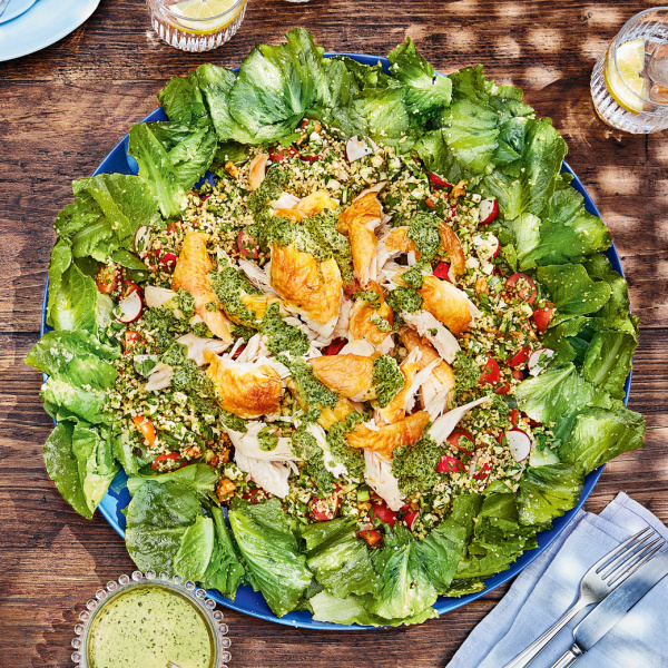 Image of Nigella's Roast Chicken, Basil and Bulgur Wheat Salad