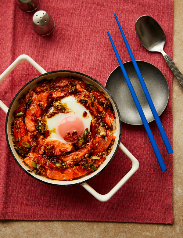 Image of Justin Tsang's Sesame Ginger Salmon Claypot Rice