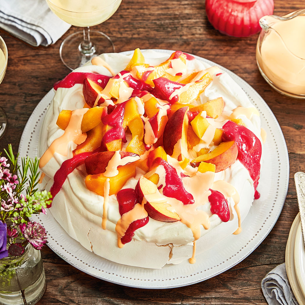 Nigella's Peach Melba Pavlova | Ocado